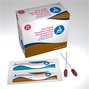 Povidone Iodine Scrub Swabsticks  25 EA - 1 dual swab + 1 prep