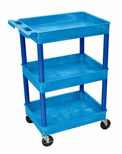 Blue Three Shelf Utility Cart