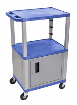 Utility Cart with Locking Cabinet (Blue & Gray)