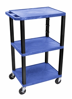 Blue Three Shelf Presentation Cart (Black Legs)