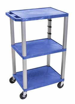 Blue Three Shelf Presentation Cart (Gray Legs)