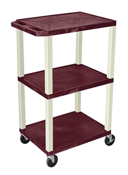 Burgandy Tuffy Cart with 3 Shelfs