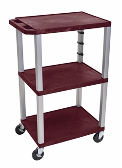 Burgandy Tuffy Cart with 3 Shelfs (Gray Legs)