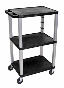 Three Black Shelf Multipurpose Cart (Nickel Legs)