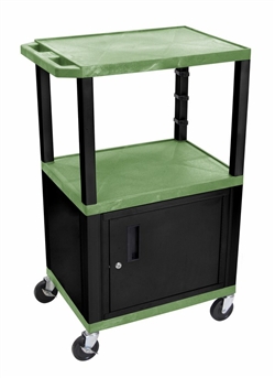 Green Multipurpose Two Shelf Cart with Cabinet