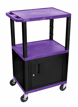 Purple and Black Two Shelf with Cabinet Utility Cart