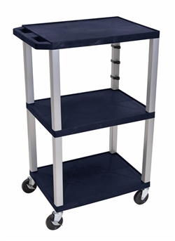 Navy Blue and Siver Three Shelf Laminator Cart