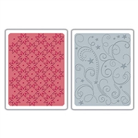 Sizzix Textured Impressions Embossing Folders 2PK - Flowers, Stars & Swirls Set