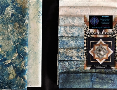 Convex Illusions, Poppin' In, Spin Out and Spinning Around Quilt Kit-Stonehenge Blue Plane