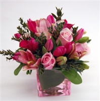 Pink Parfait: Lilies, Roses, & Tulips