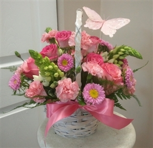 Pink Garden Butterfly Basket