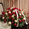 Red & White Rose, Orchid Casket Spray
