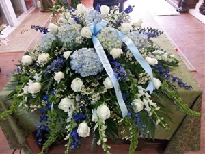 Blue & White Casket Spray