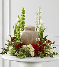 Red & White Garden Urn Wreath