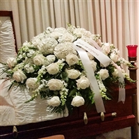 White Rose & Hydrangea Casket Spray