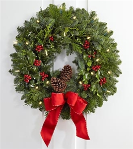 Jolly Greetings Wreath with Lights