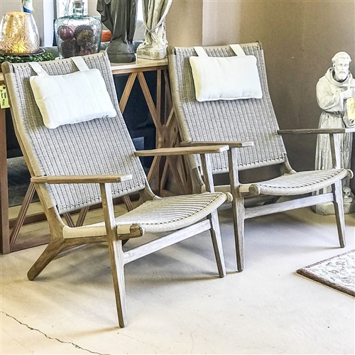 Coastal Teak Highback Lounge Chair-Set of 2