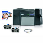 Fargo Kit, DTC4250E Single-Sided Printer, Ethernet, UV, LCD Screen, includes 2 Ribbon YMCKO Graphic