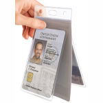 Brady Vertical Multi-Card Holder, Clear Vinyl, Holds 1 ID Card on One Side and Up to 3 ID Cards or 6 Business Cards on the Back Side, Side Load Slot and Chain Holes, 3-1/2" x 2 3/16", Bag O Graphic