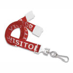 Brady Lanyard, 36", Red with White "VISITOR" Imprint and Swivel Hook. SOLD in Packs of 100 Graphic