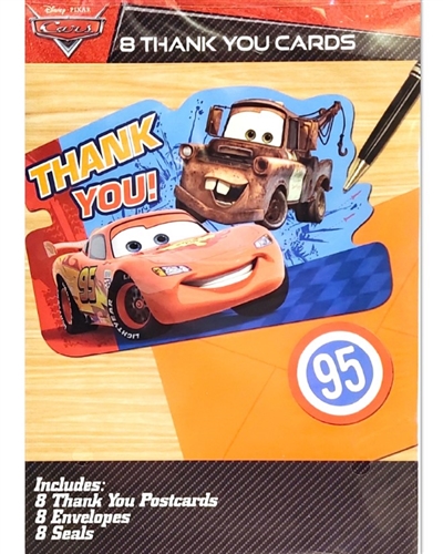 Thank-You Card Kit - Cars / WWE, Pack Of 8 Sets