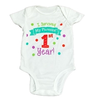 Amscan "I Survived My Parents' 1st Year!" Bodysuit,  up to 12 mths