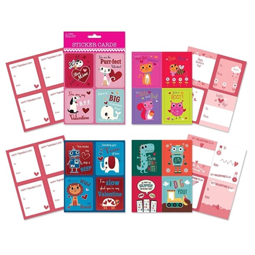 Valentine's Day 32 Sticker Cards