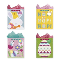 Large Easter Tri-Glitter Gift Bags, Set Of 4