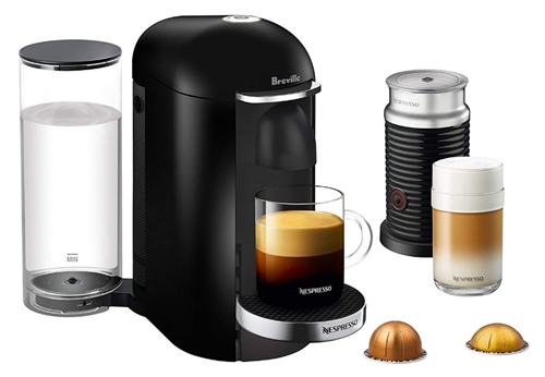 Nespresso VertuoPlus Deluxe Coffee and Espresso Machine by Breville with Aeroccino Milk Frother - Black (Refurbished)