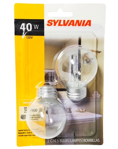 Sylvania 40W G16.5 E26 Incandescent Bulbs, Pack Of 2