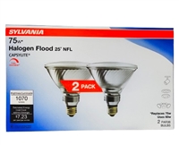 Sylvania Floodlight Halogen 60W(=75W) PAR38 Dimmable Bulbs, Pack Of 2