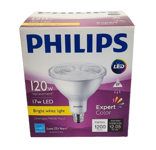 PHILIPS LED Dimmable PAR38 Flood 17W=120W Bulb, Pack of 1