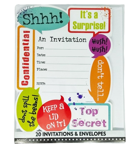 Amscan Surprise Party Invitation Cards & Envelopes, 20 Sets