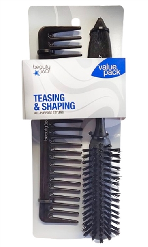 Beauty 360 Teasing & Shaping All-purpose Hairbrush & Comb Set