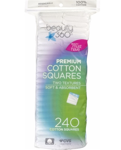 Beauty 360 Premium Cotton Squares, 240CT