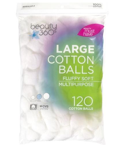 Beauty 360 Large Cotton Balls, 120CT