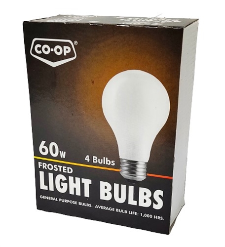 CO-OP Frosted Light Bulbs 60W, Pack Of 4 Bulbs