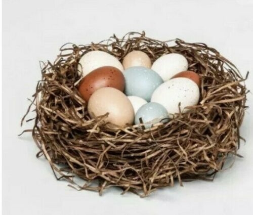 Threshold Table Decor Spring Easter Bird Nest with 10 Eggs