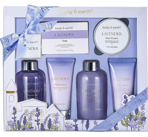 Body & Earth Lavender Bath Gift Box, 6 Pcs