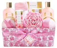 Spa Luxetique Bath & Shower Gift Basket, 12 Pcs, Rose/Lavender