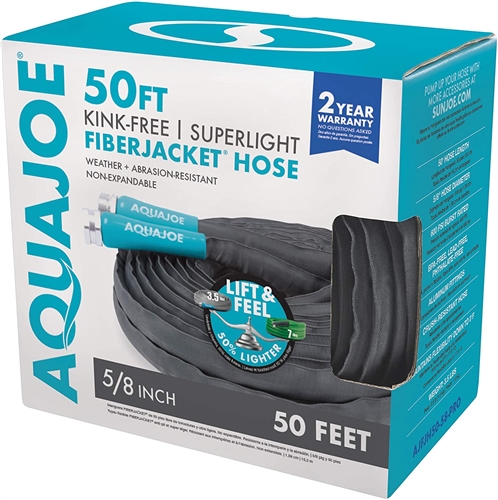AQUAJOE 50ft 5/8in Fiberjacket MAX hose with Metal Fittings