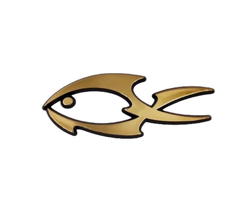 Auto Emblem Christian Fish Symbol, Gold, Large