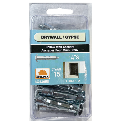 Buildex Drywall Hollow Wall Anchors 1/4"S 15 Pack