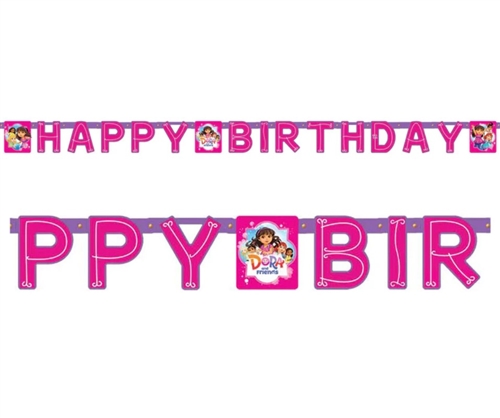 Dora And Friends "Happy Birthday" Banner, 7.59 ft (2.31 m)