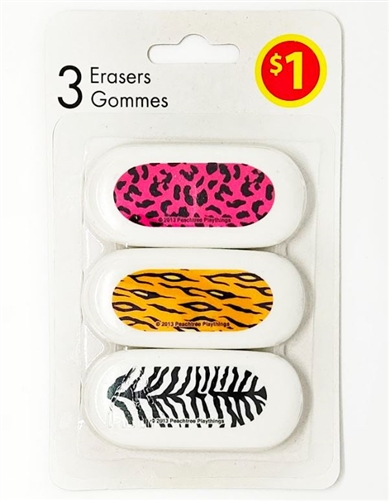 Patterned Erasers, Pack of 3