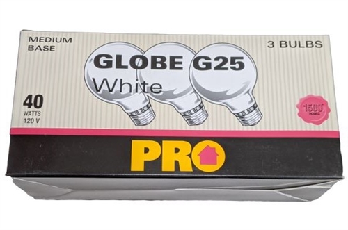 Globe G25 White Pro 40W Bulbs, 3pcs
