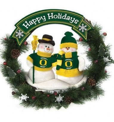 20" CLC Double Snowman Wreath - Oregon Ducks