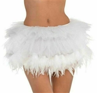 Women's Costume Deluxe White Feather Tutu, One Size
