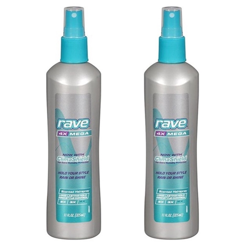 Rave 4x Mega Scented Non-Aerosol Hairspray, Pack Of 2