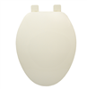 Jones Stephens Builder Grade Plastic Toilet Seat, Biscuit, Elongated Closed Front with Cover